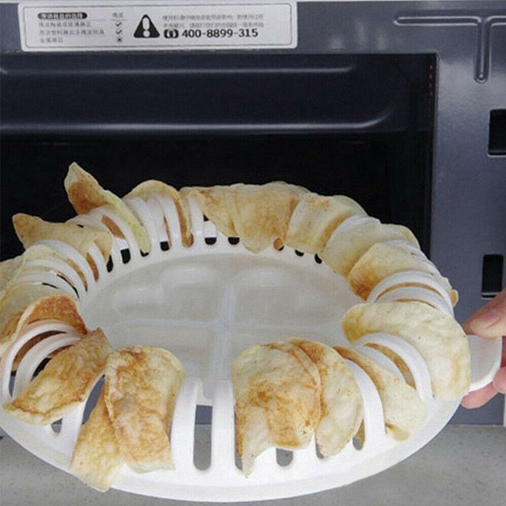 Microwave Fat Chips Maker Fruit Potato Chip Crisp DIY Slicer Snack Kitchen Tray Color Tool Maker Set Random M5U5
