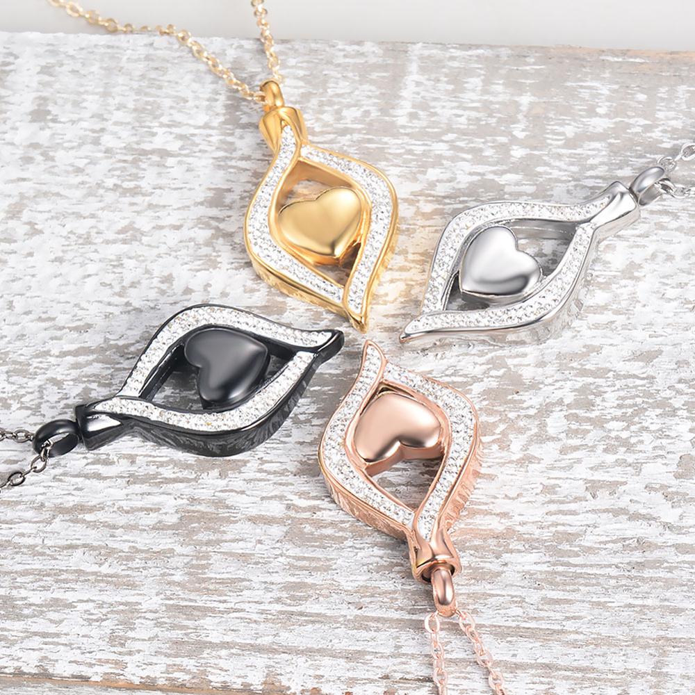 Gioielli in cremazione in acciaio inossidabile per ceneri The Eye of My Heart gioielli commemorativi per ricordo incisi per ciondolo collana in urna