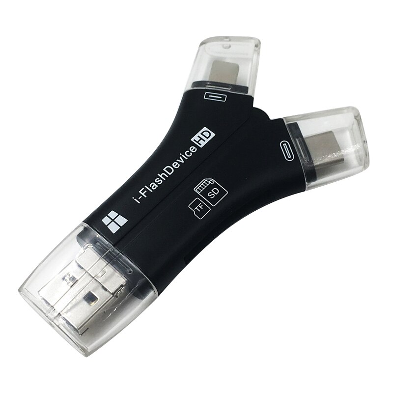 Versatile High Speed 4-in-1 SD Card Reader for All Devices Micro SD Memory Card Reader UND: Black