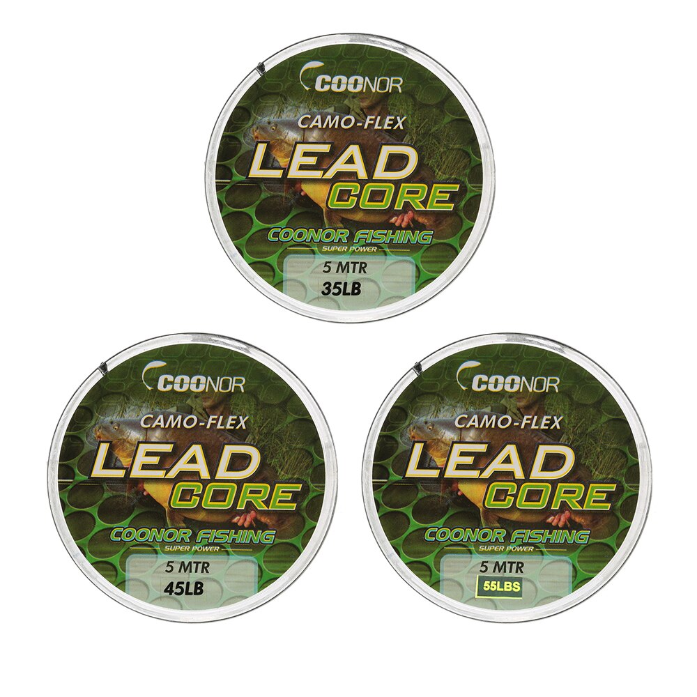 Coonor 35lb / 45lb / 55lb 5m fiskelinje leadcore flettet camouflage karpe fiskelinje hårrigge blykerne fiskegrej