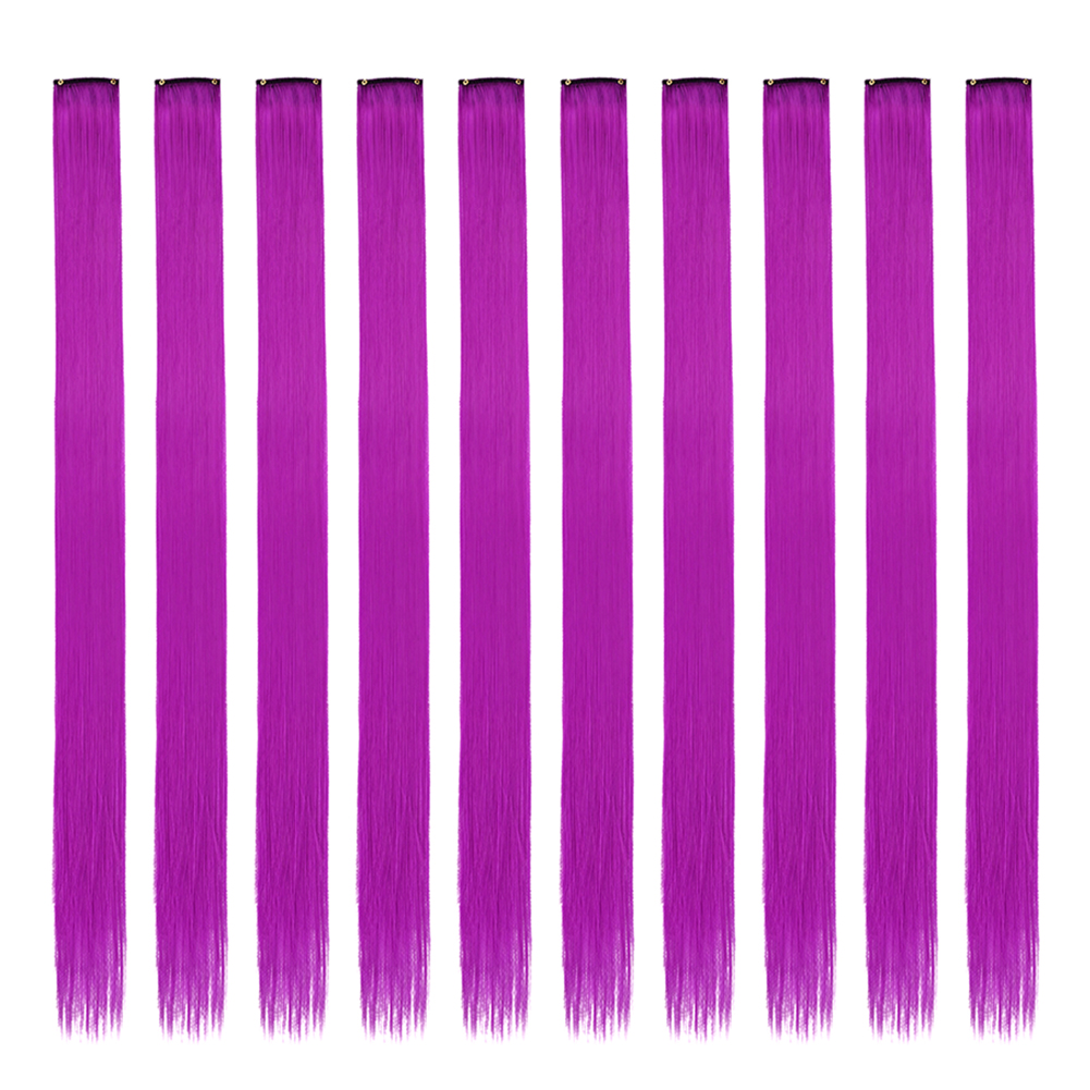 Synthetische 10 Stuks Steil Hair Extensions Clip In Haarstukjes 22 Inch Hightlight Kleurrijk Haar Voor Vrouwen Feest Cosplay