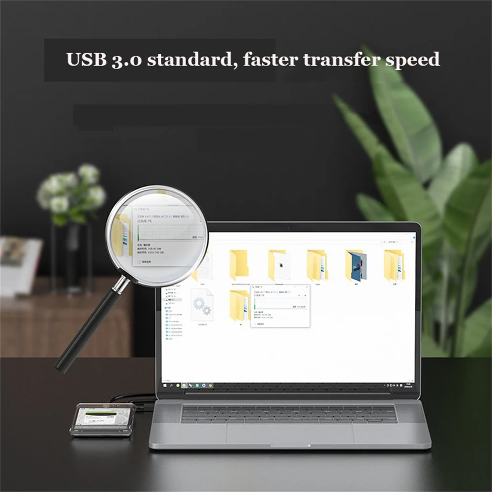 Caja de disco duro externo USB 3,0 2,5 pulgadas SATA a USB3.0 UASP caja de disco duro portátil transparente 2T HDD sin herramientas transparente