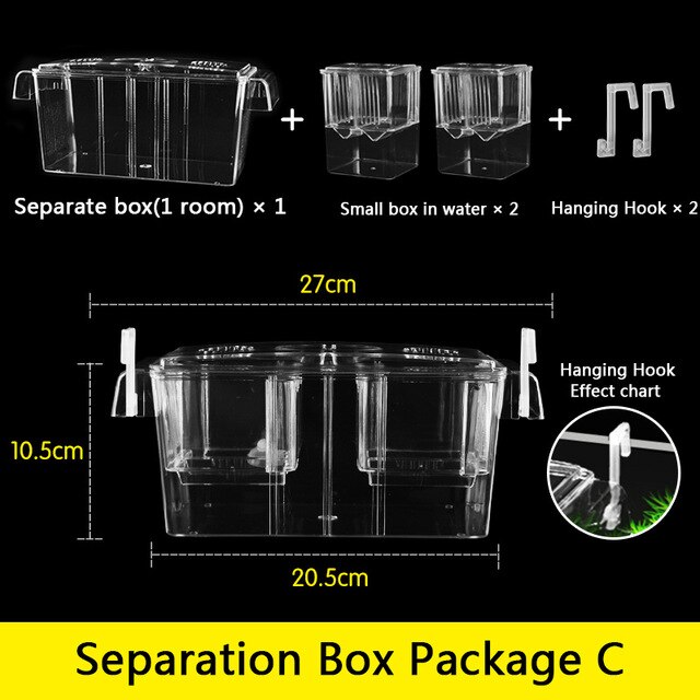 External Breeding Isolation Box Acrylic Aquarium desktop Breeding Box Double Layers Multifunction Removed Mother fish GuppyBetta: Separation box C