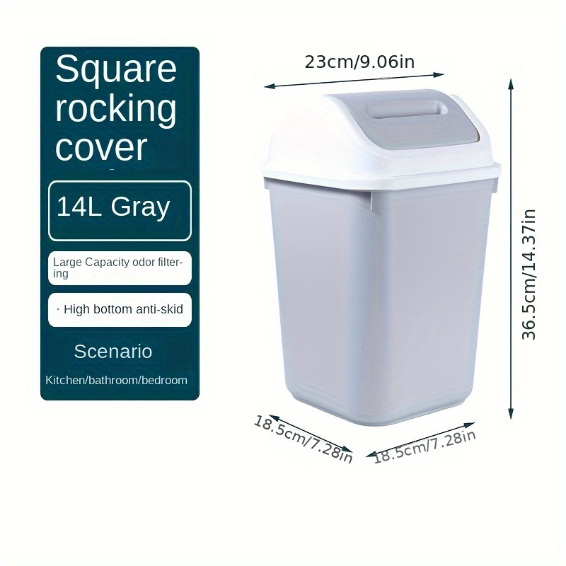 1 szt. Pokrowiec na plastikowy kosz na śmieci 14L/3.7gal, kosz na śmieci nadaje się robić kuchni i łazienki/sypialni sprzątanie domu akcesoria: Jasno szary