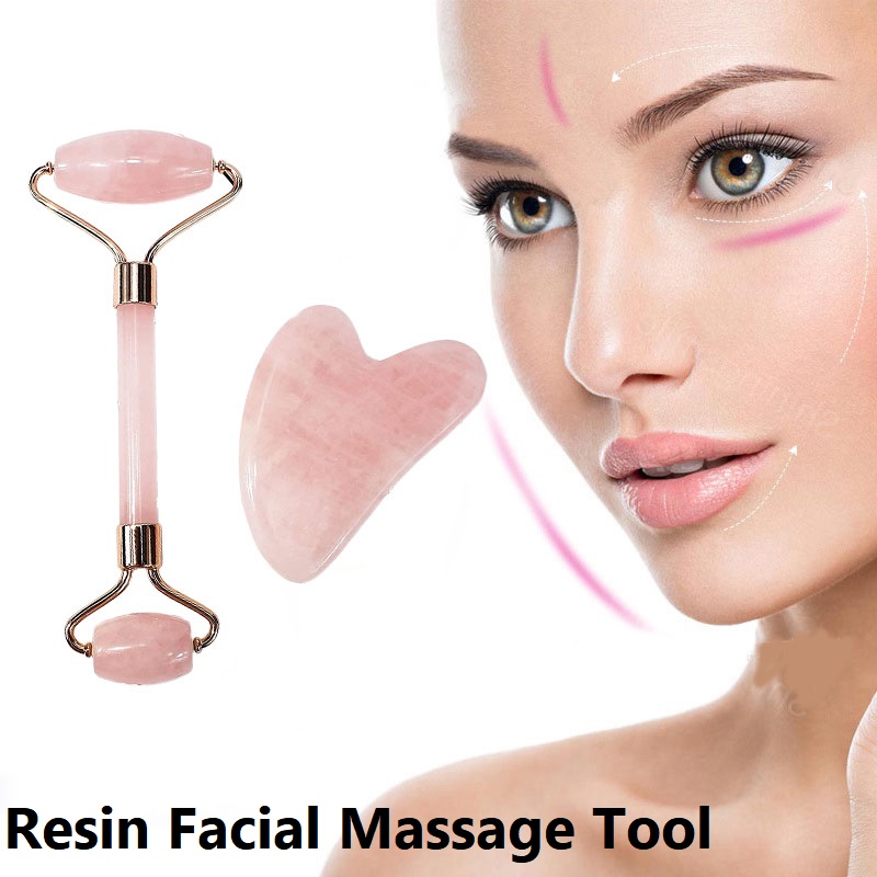 Herramienta masajeadora de rodillo facial, raspador Gouache, herramienta Gua Sha, piedra Gousha para la cara, Gua Sha Visage LBHL07, 2 uds.