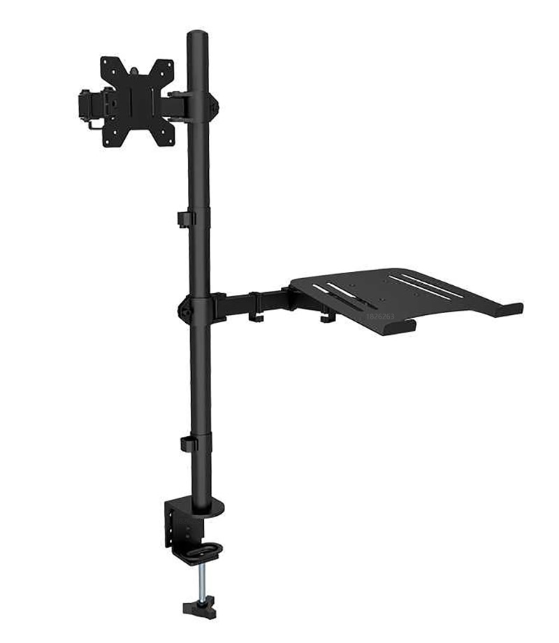 M077 Dual Lcd Monitor Desk Mount Stand Met Extra Laptop Tray Voor Laptop Notebook Tot 17 "En Scherm tot 32" Hoogte 800Mm