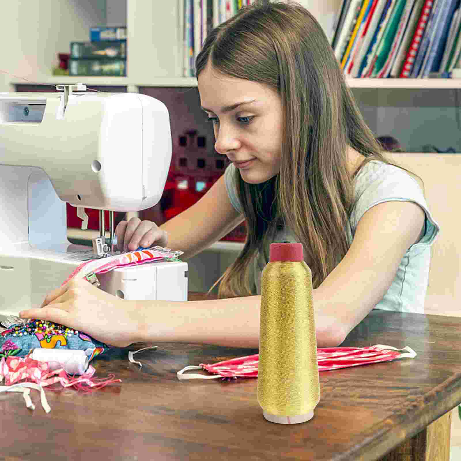 Metallic Machine Embroidery Thread 5000 Yards Spool (Gold)