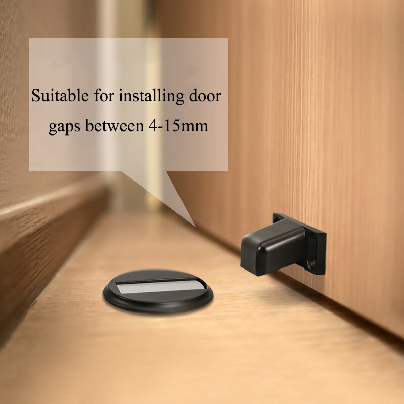 Gold Magnetic Door Stopper Black Magnet Door Stops Nickel Holder Hidden Catch Floor Bronze Doorstop for Toilet