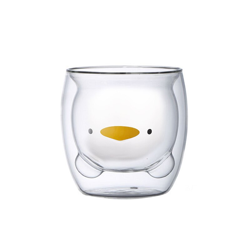 Canecas bonitos vidros parede dupla isolados copos copo de café, copo de café, copo de chá, copo de leite, melhor presente para o escritório e pessoal b: Duckling