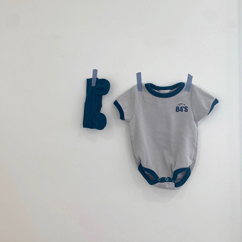 Milancel Baby Jongens Kleding Sport Stijl Baby Bodysuit Puur Katoen Baby Boy Bodysuits Baby Meisjes Kleding Met Hoofdband: Blauw / 12m