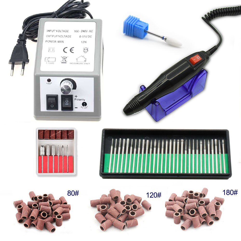 Negleboremaskine 35000 rpm manicure maskine elektrisk neglebore nail art udstyr med cutter negle bore pen maskine negleværktøj: 12w 20000 rpm 1