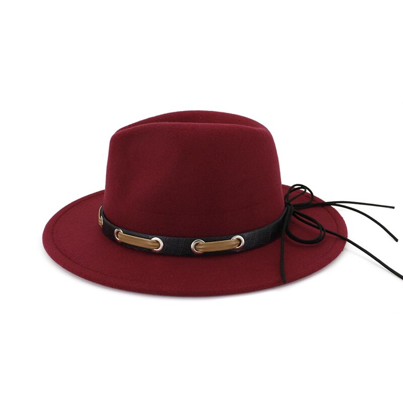 Belt Autumn Winter Adjustable Women Red Felt Hat Casual Tide Solid Color Simple Korean Version Adult Cap Jazz Hat