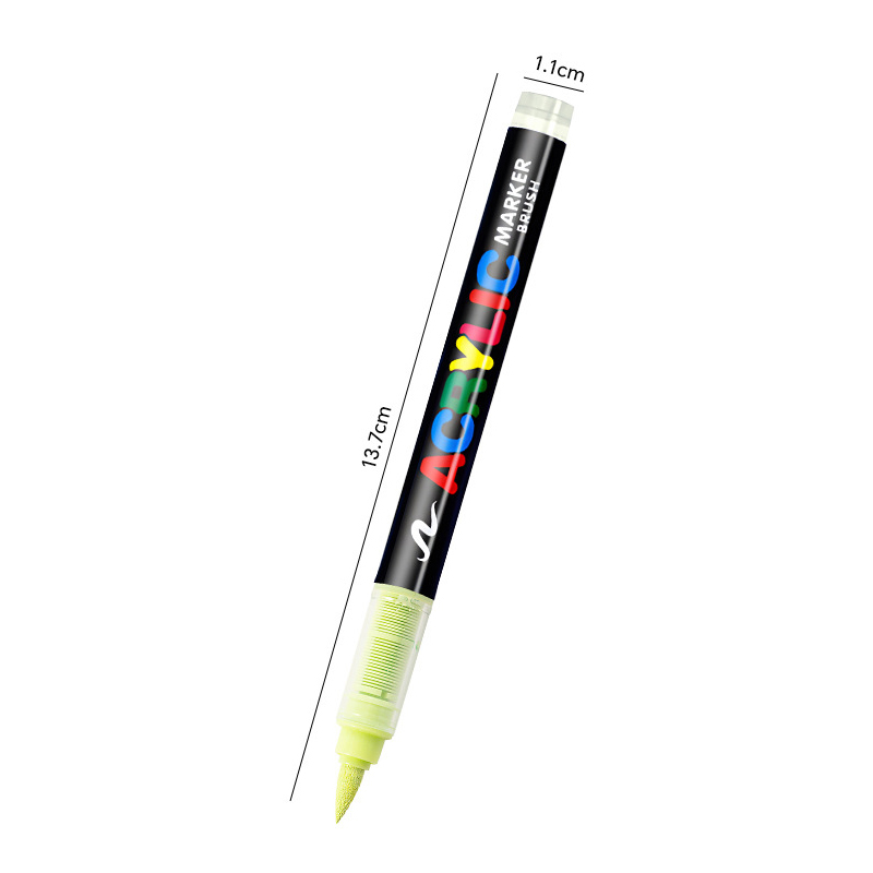 One direct liquid acrylic marker paint brush pen painting stone ceramic glass wood canvas making drawing graffiti coloring pen: light yellow