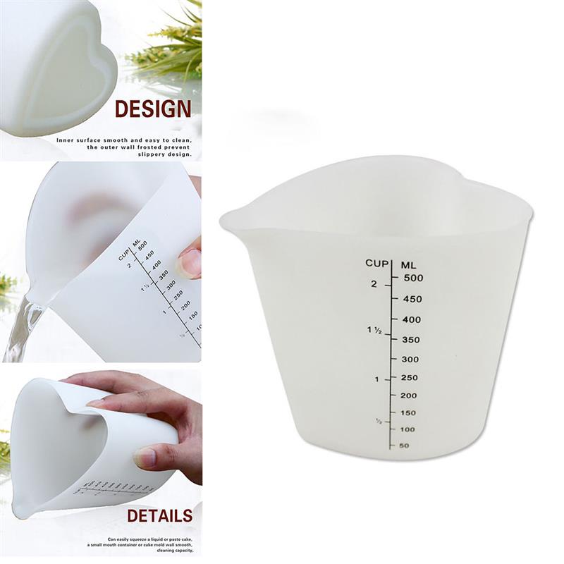 500ML Hartvormige Verdikking Zachte Oven Vochtbestendige Clip-On Cup Siliconen Maatbeker Cake Bakken tool