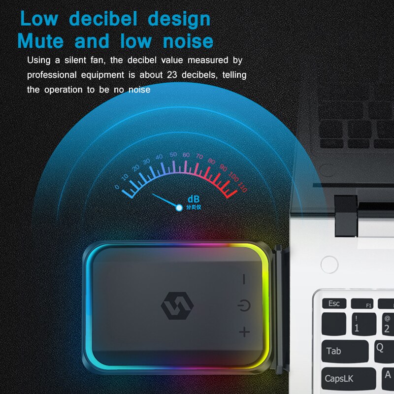 Enfriador para ordenador portátil, Ventilador de refrigeración para portátil de extracción externa de aire USB, Control inteligente, velocidad de temperatura ajustable para 15,6"