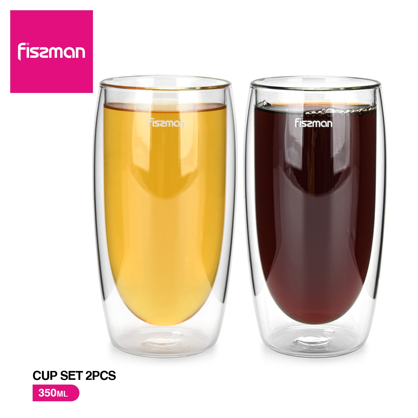 Fissman Hittebestendig Glas Cup Set-2pcs Frappe 350Ml Double Wall (Borosilicaatglas)