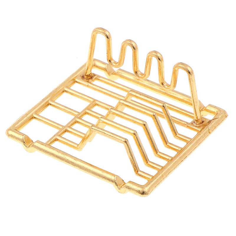 1Pc 1:12 Poppenhuis Miniatuur Schotel Planken Keuken Speelgoed Voor Familie Collectible Sliver Goud: Gold