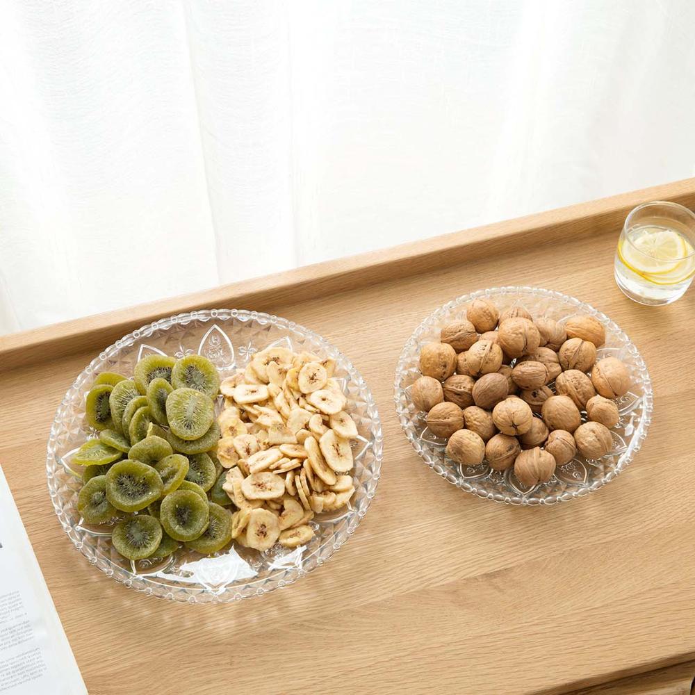 Stor størrelse mønster glassbrett fruktfat serveringsfat nøtter desserter snacks brett salat godteri rett hjemmefest glasstallerkener