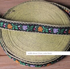 Blomster broderi etnisk jacquard bånd vævet tape blonder bånd 2.3cm beklædningsgenstand tilbehør dekoration boho sigøjner diy håndværk: Sort som foto