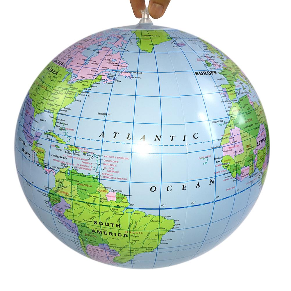 40cm Inflatable Globe World Earth Ocean Map Ball Educational Supplies Geography Learning Educational Beach Ball Kids Geography
