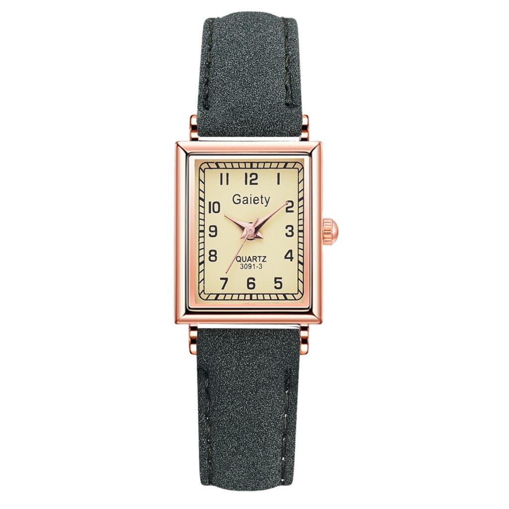 2PCS /Set Women Leather Belt Dress Quartz Clock Square Dial Sport Casual Bracelet Ladies Wrist Watch Relogio Reloj Mujer: Green  