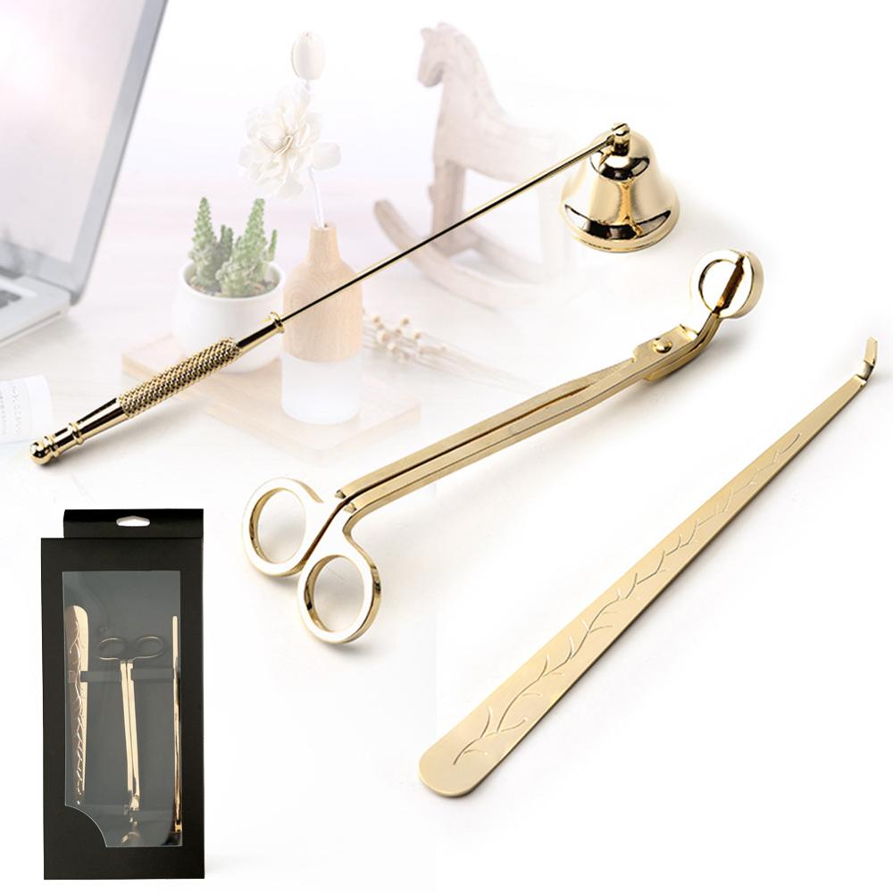 Aromatherapie Kaars Brandblusser Rvs Lont Scharen 3 In 1 Duurzaam Bell Vorm Accessoires Banket Thuis Gereedschap: 02-GD