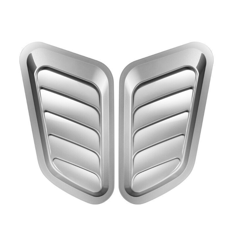 2pcs Hood Vents Air Flow Intake Scoop Turbo Bonnet Cover Car Decorative Cover: Paint silver