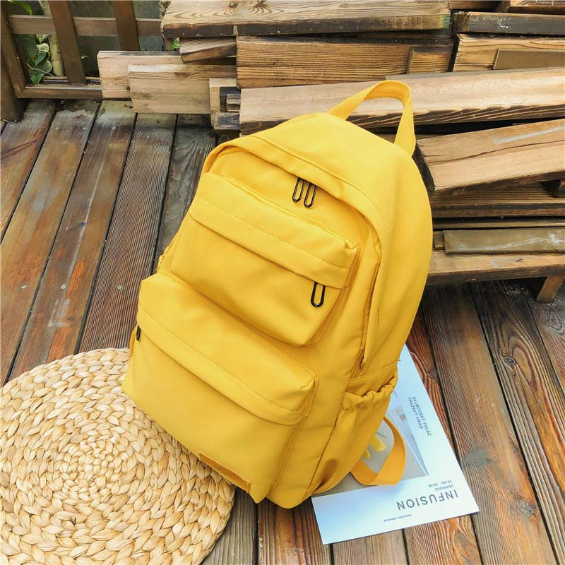 Waterproof Nylon Backpack for Women Multi Pocket Travel Backpacks Female School Bag for Teenage Girls Book Mochilas: Yellow