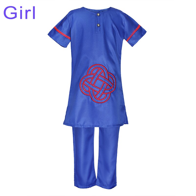H &Ampere; D Afrikanische freundlicher Kleidung Afrika Kind Junge Mädchen Dashiki Hemden Anzüge Zwei 2 Stück einstellen freundlicher Outfit Art mädchen oben Schlauch setzt: Mädchen Blau / L
