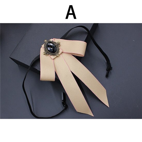 Corbata de moño grande Vintage para mujer, Collar de cinta con borlas de cristal con broche, joyas para un traje , Pin: 1