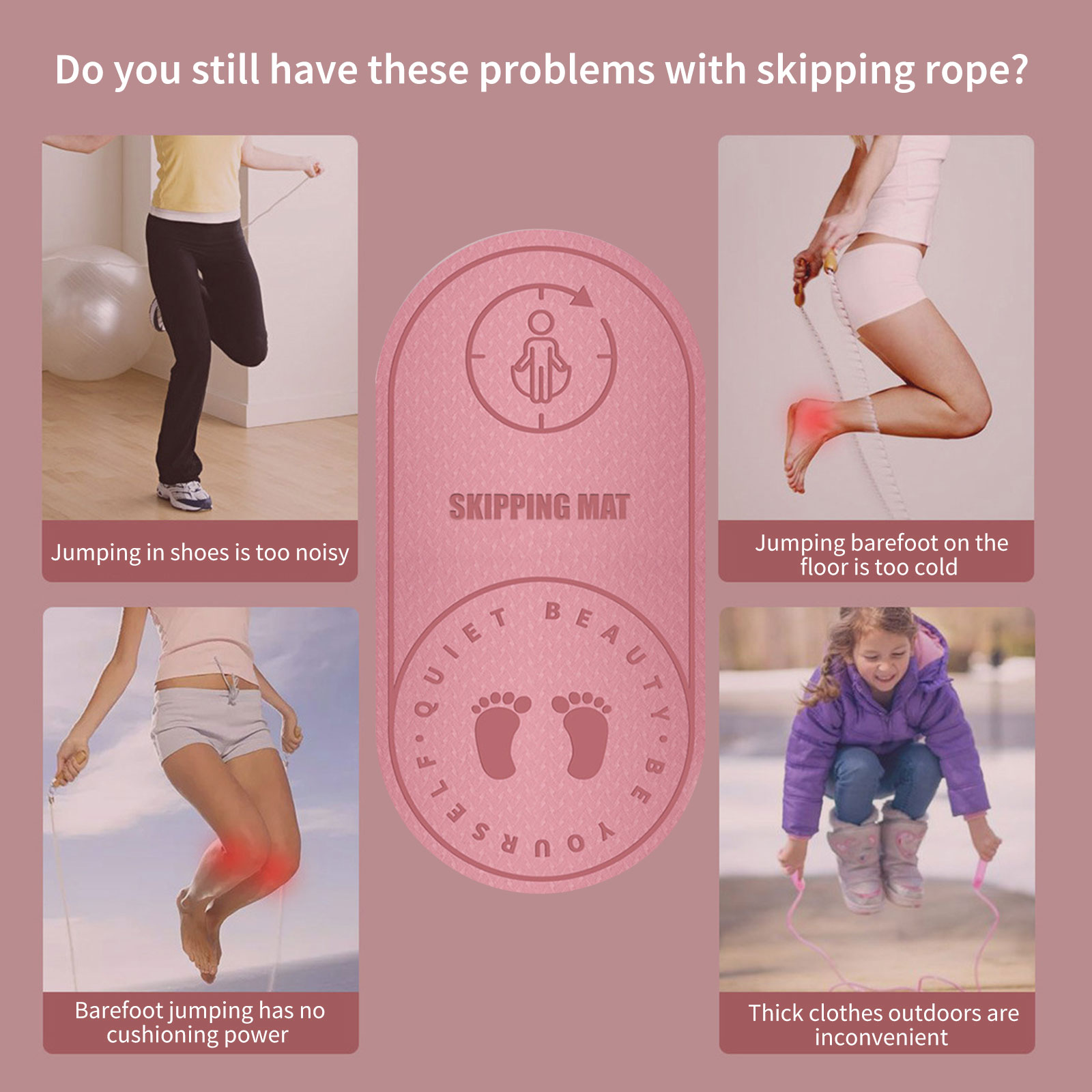 Jump Rope Mat Adds Jump Ropes Longevity Exercise Mat for Home Indoor Workout Knees Protection Impact Absorption Jumping Rope Pad