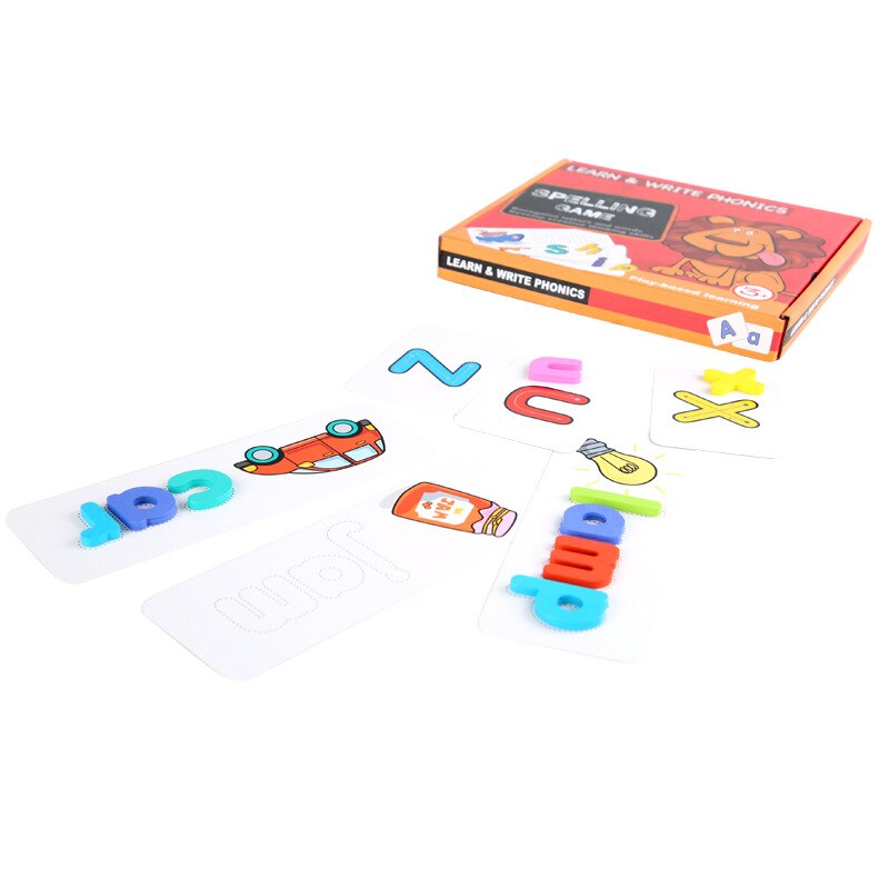 Baby Kids Jongen Meisje Kleur Houten Blokken Brief Woord Spelling Praktijk Spel Speelgoed Leren Engels Letters Spelling Kaart Woord Speelgoed