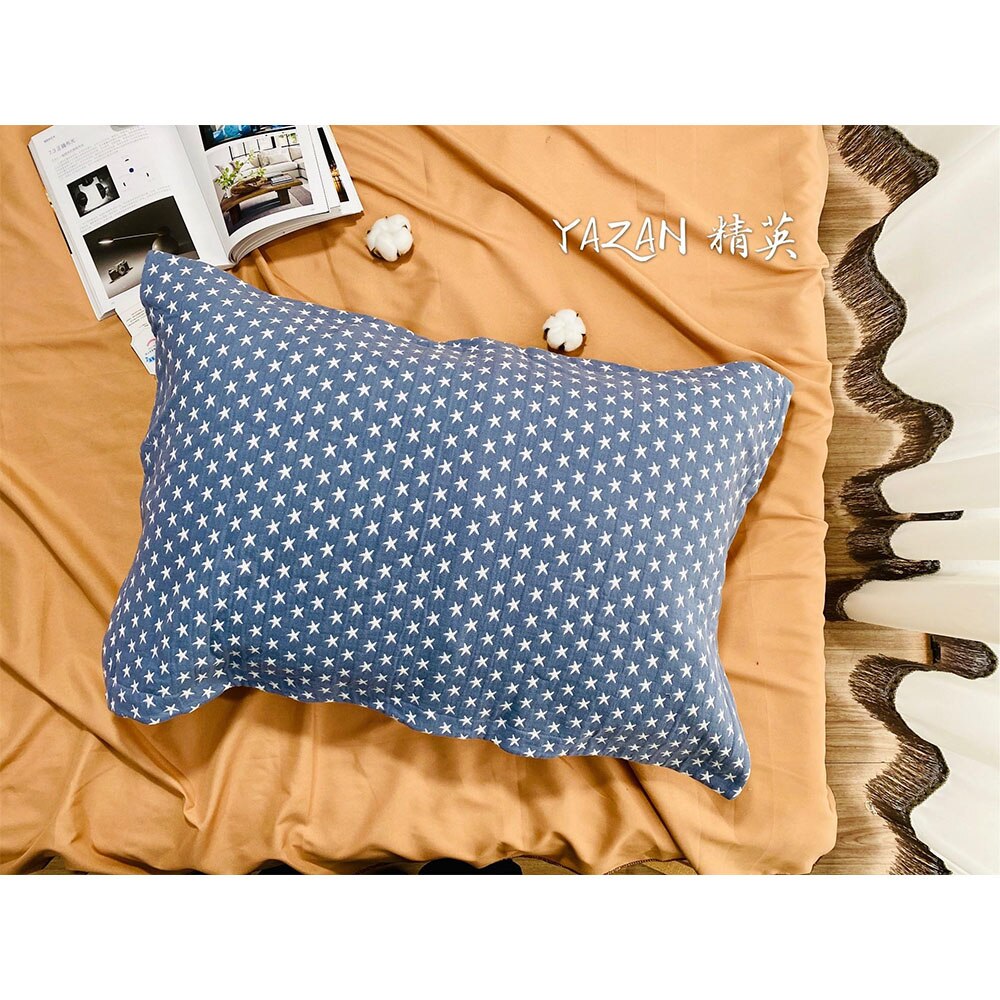 yazan bedding adult pillowcase 3/6 layers breathable sweat absorbent soft comfortable four seasons available lovers pillowcase: fold blue star