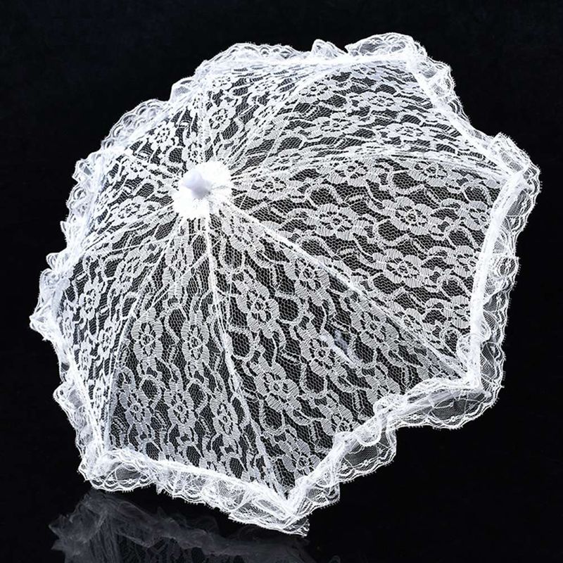 handmade white lace lace parasol and fan set wedding bridal umbrella prop umbrella: WT1