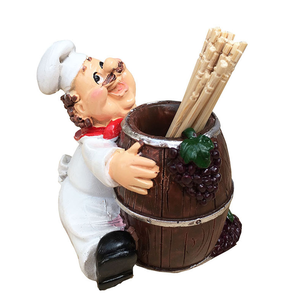 Restaurant Table Accessories Kitchen Home Decor Fat Chef Shape Toothpick Holder Storage Box Dispenser No Lid Resin Container: 1