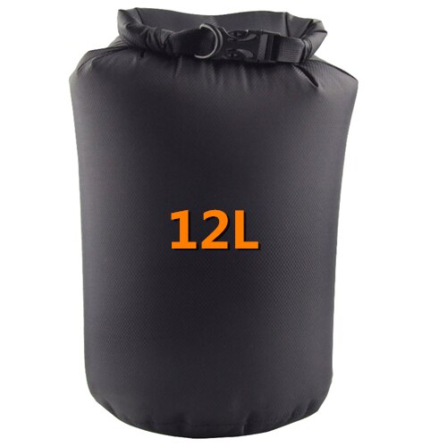 6l/12l sports vandtæt opbevaring tør taske pose flydende dykning camping svømning drifting kompression tasker 5 farver: Sort 12l