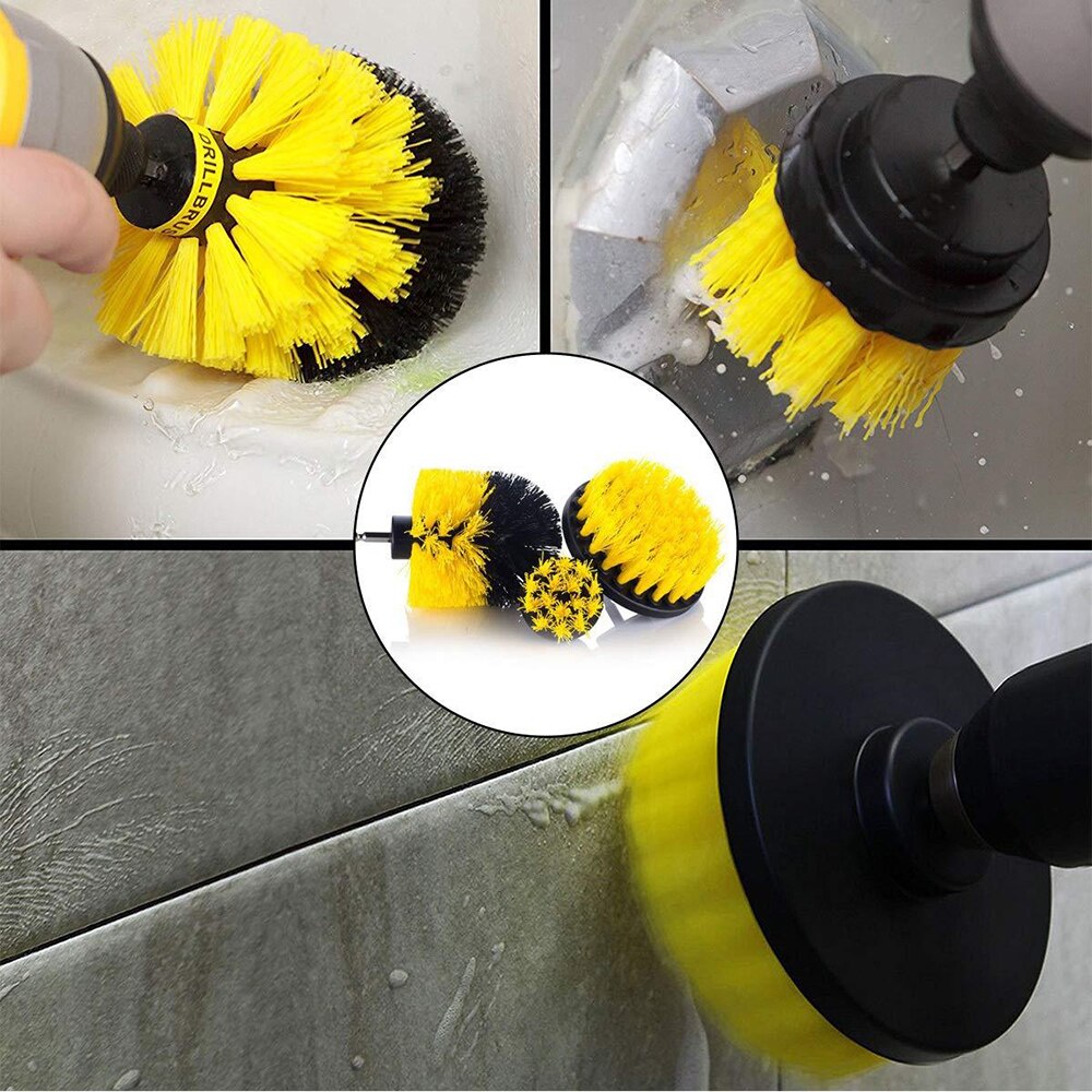 1/3Pcs Set Drill Power Scrub Clean Brush Electric Drill Brush Kit With Extension For Grout, Tiles,Bathroom, Kitchen & Auto