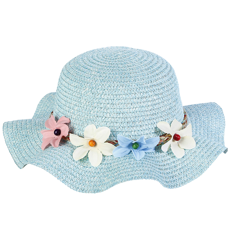 ¡Novedad de ! sombrero de paja para bebé de verano, sombreros transpirables con flores para niños, gorros para niños y niñas, gorra de volantes a los lados Floral de princesa