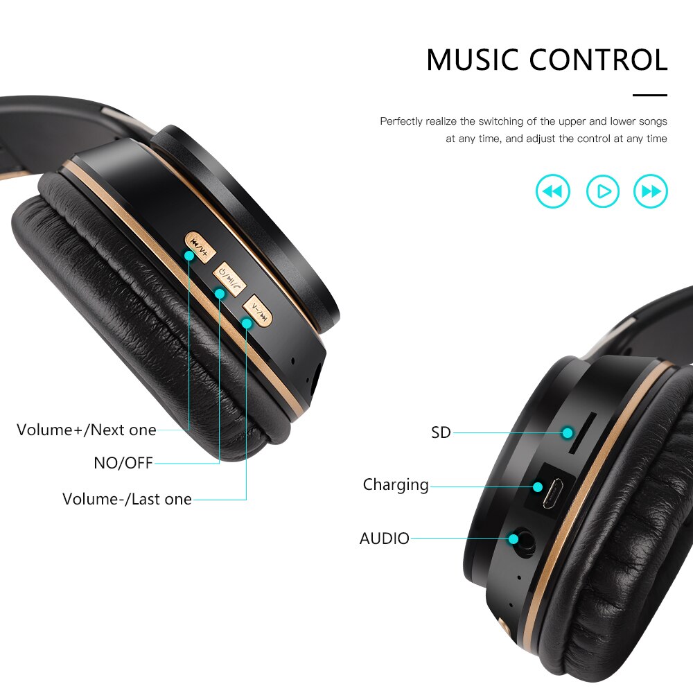HIFI Stereo Bluetooth Kopfhörer Kopfhörer Musik Bass Headset Unterstützung SD Karte mit Mic für Handy, Mobiltelefon XiaoMi Iphone Sumsamg Tablette