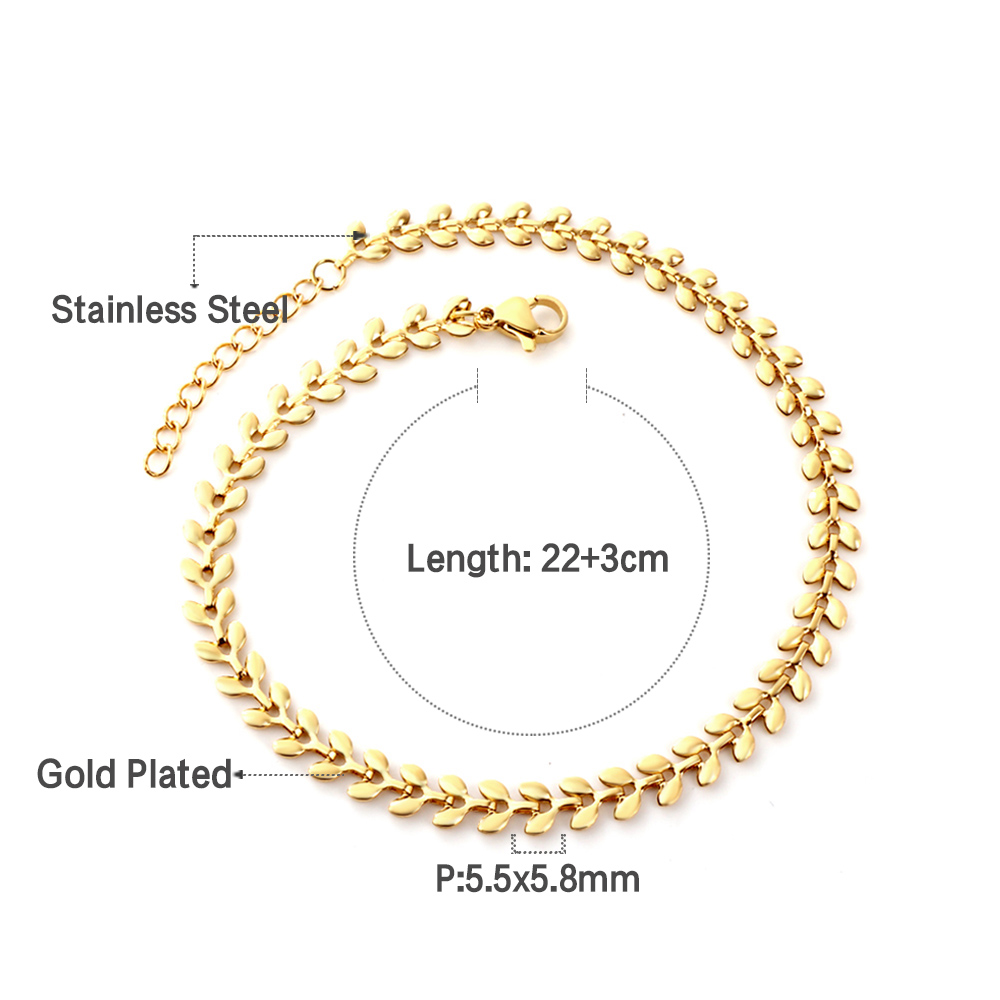 Simple Gold Color Stainless Steel Anklets Bracelets Women Tassel Starfish Leg Chain Heart Tag Foot Jewelry Summer Accessories: Imitation Rhodium Plated