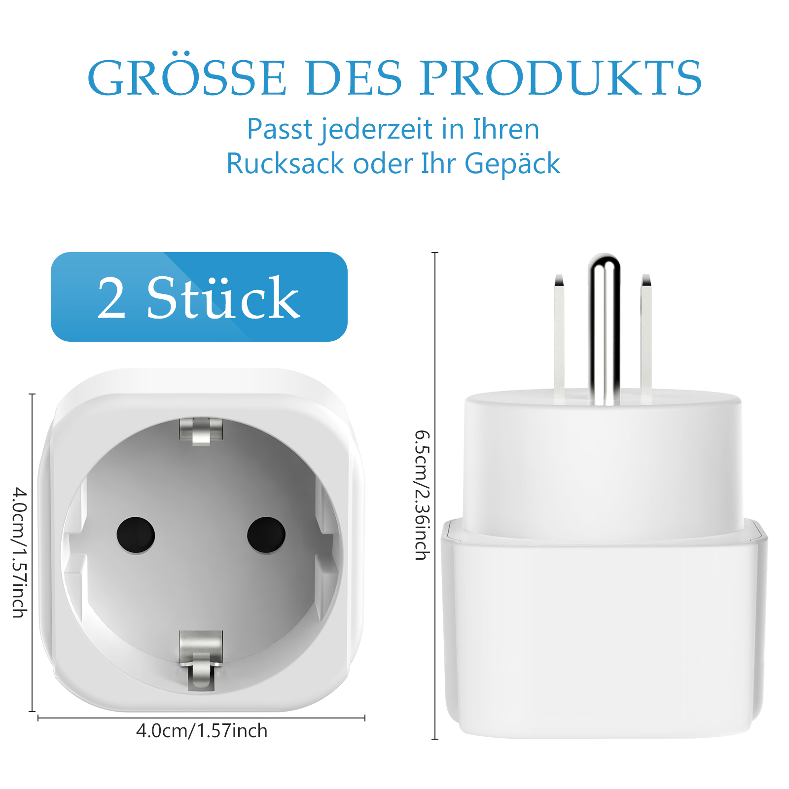 2 stuks reisadapter VS-adapter Europa Duitsland stekker, EU naar VS reisstekker stroomconverter stopcontact voor Canada Japan Thailand