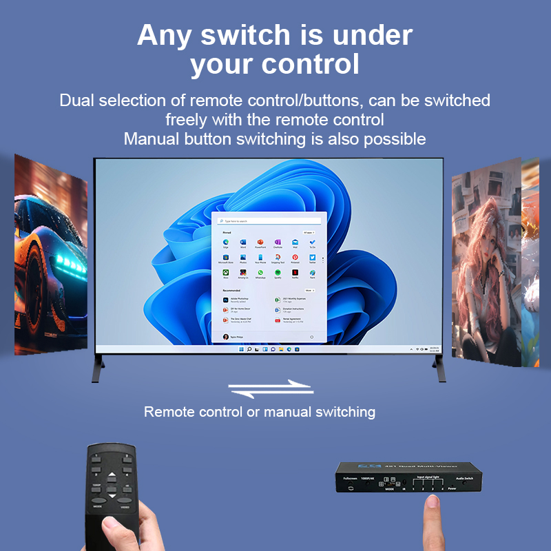 Conmutador multivisor HDMI 4K 4x1, pantalla cuádruple sin costuras 4K, divisor multivisor en tiempo Real, adaptador de interruptor HDMI 4 en 1 salida con IR
