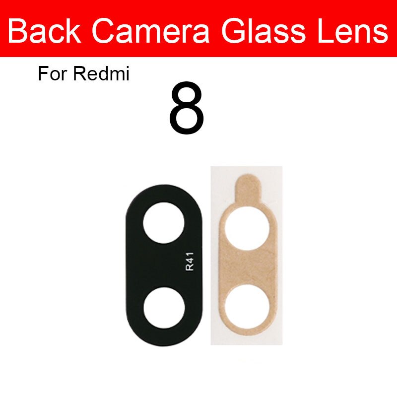 Bagside kamera glas linse + selvklæbende mærkat til xiaomi redmi 1s 2 2a 3s 3x 4x 4a 5 5a 6 6a 7 7a 8a 8 9 plus pro kamera linse glas: Til redmi 8
