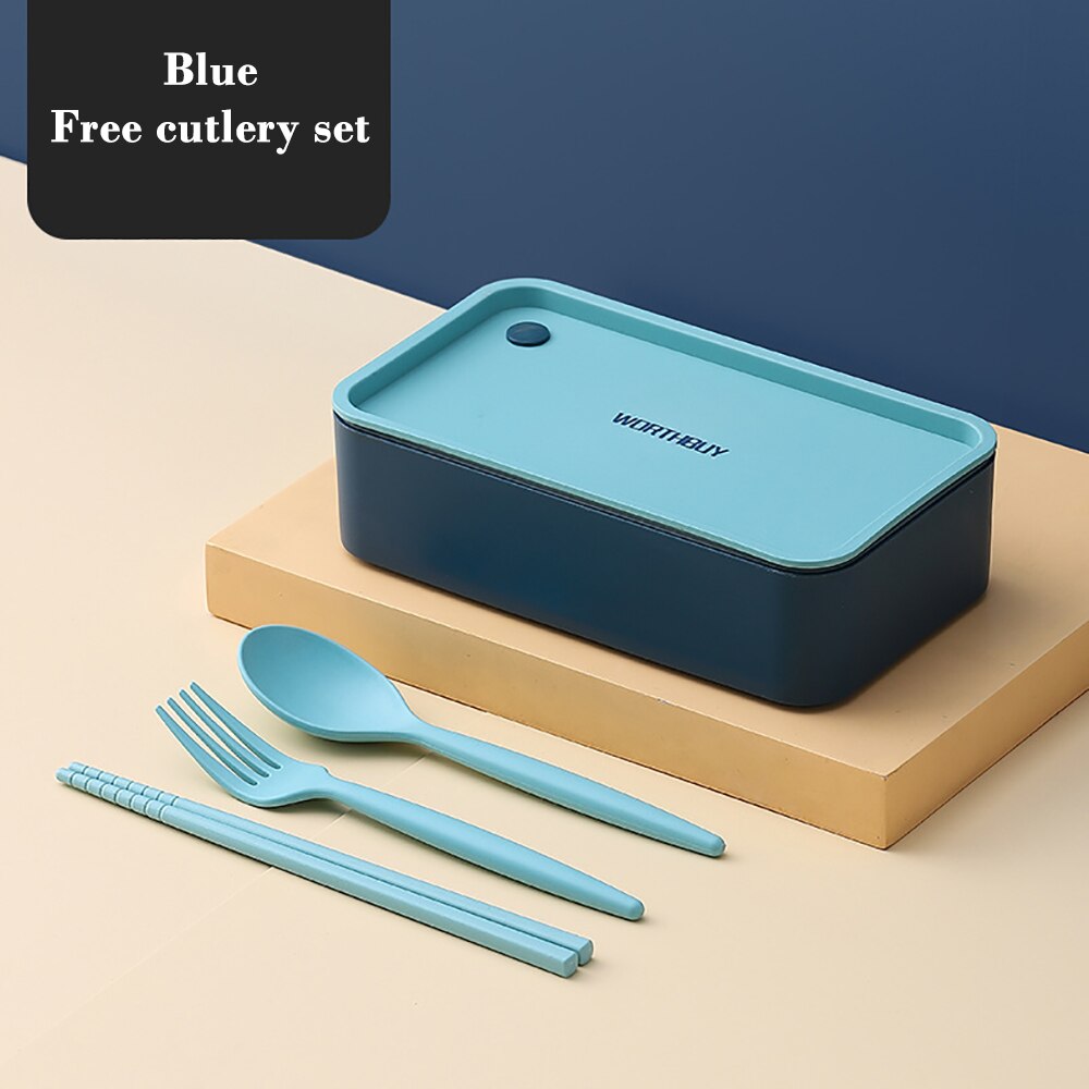 Lunch Bento Boxes Microwave Dinnerware Food Fruit Storage Case With Movable Compartments Salad Container Breakfast Box: Blue