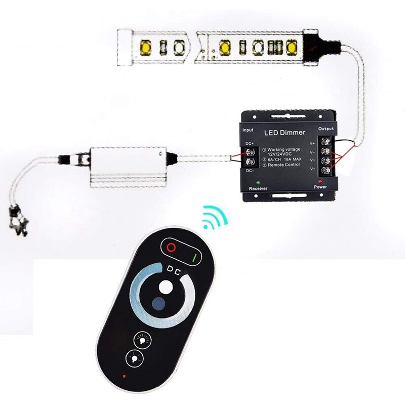 24 V / 12 V Continu Contact Dimmer + Led Afstandsbediening Dimmer, pwm Tot 18A Controller Voor Led Strip