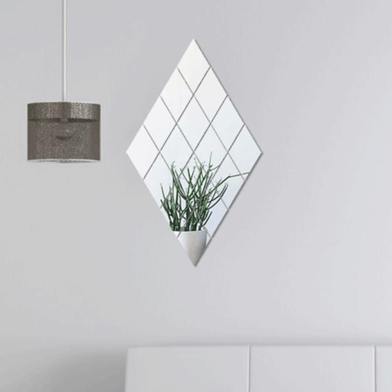 4 Stuks Vierkante Spiegel Tegel Muur Sticker Zilver Diy Muurstickers Mozaïek Badkamer Spiegel Sticker Muur Papier Zelfklevende Thuis decor