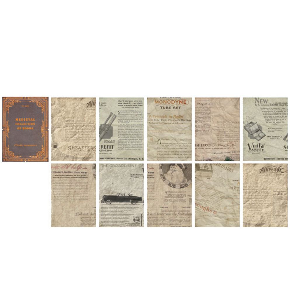 1SET Retro Medieval Book Pages Middle Ancient Book Collection Series Simulation Base Paper Scrapbook Background DIY Materials: B9 Weekly Newsletter
