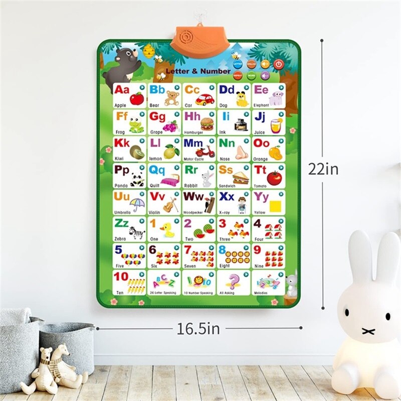 Baby Interactive Alphabet Wall Chart Talking Music Posting Preschool Learning Tools Children Educational Language Learning Toys