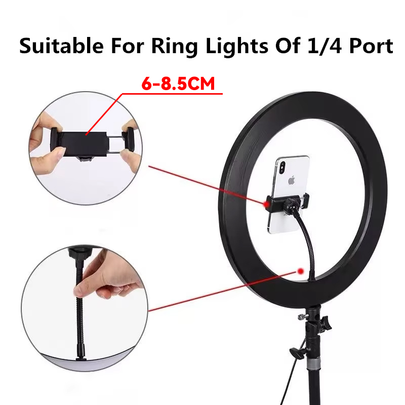 Telefoonhouder Flexibele slang Lange arm Telefoonclip voor ringlicht Vervangingsonderdeel 360-montage Clip Beugel Klemstandaard Statief Monopod