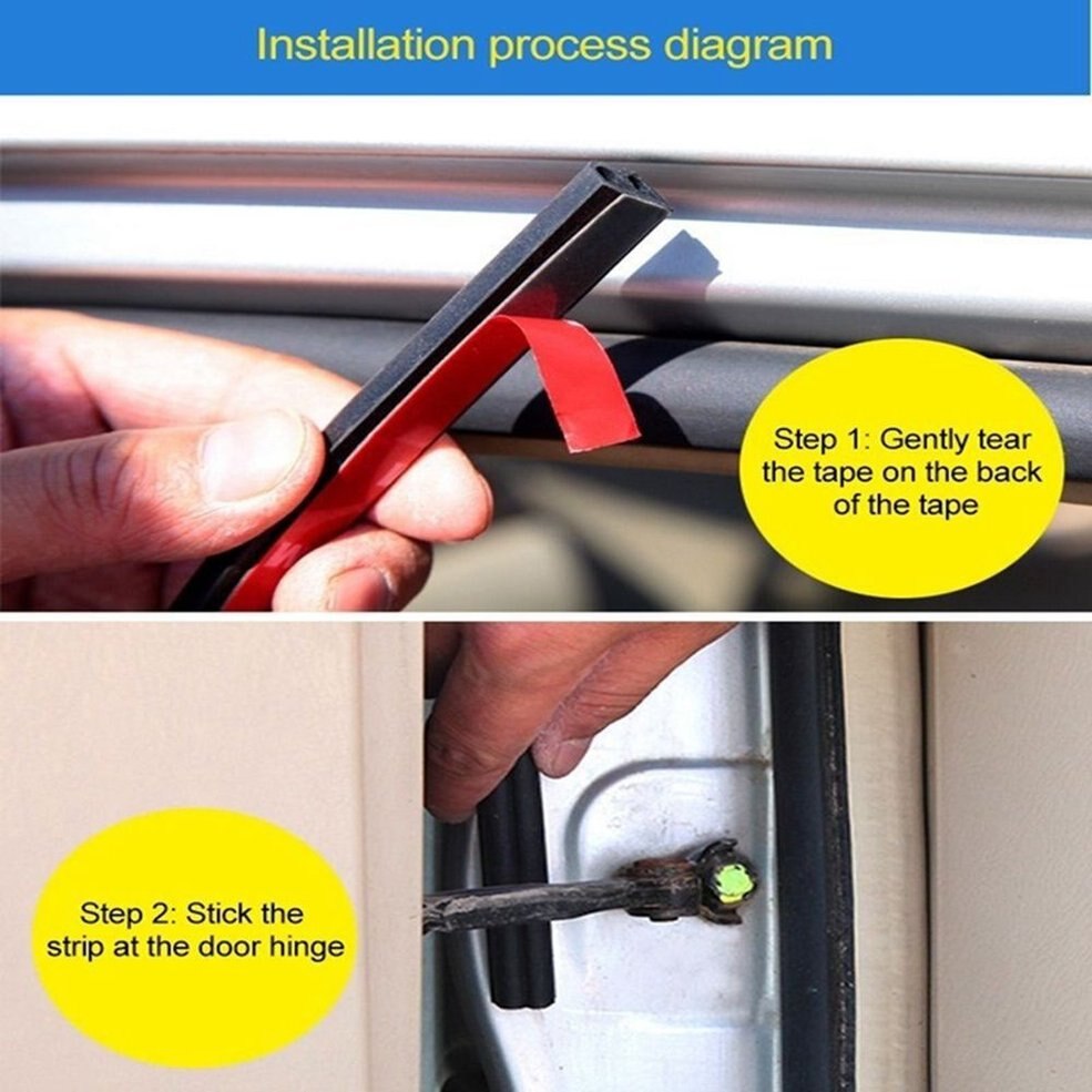 5m Self Adhesive Rubber Seal Strip Car Door Seal Trim Noiseproof B-Shaped Automotive Rubber Seal Strip
